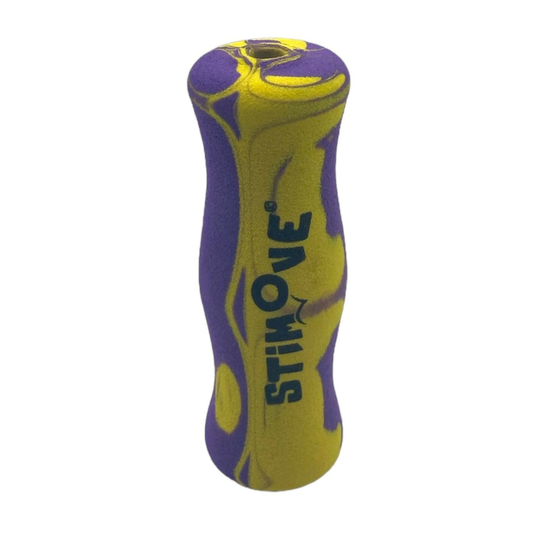 Abilitations Abiligrip foam grip standing upright, highlighting its cylindrical shape and lightweight foam material.